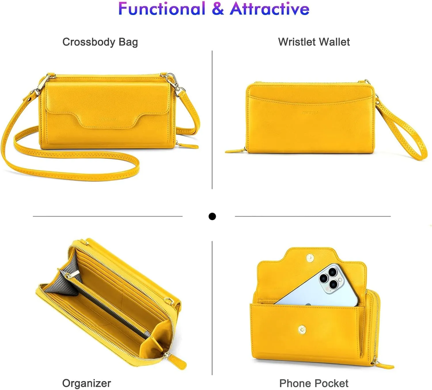 nuoku Crossbody Bags, Wristlet Wallets, Small Clutch Purses - Cell Phone & RFID Wallet for Women