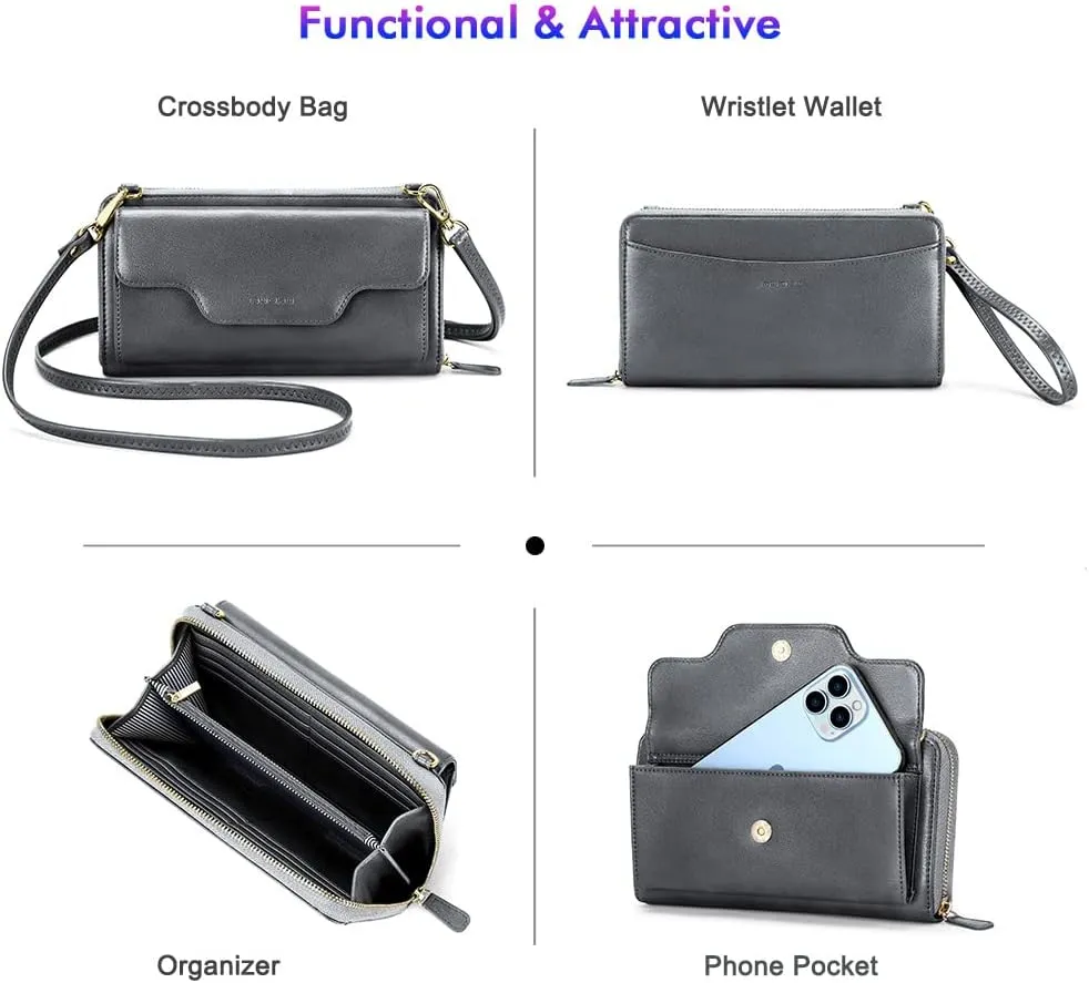 nuoku Crossbody Bags, Wristlet Wallets, Small Clutch Purses - Cell Phone & RFID Wallet for Women