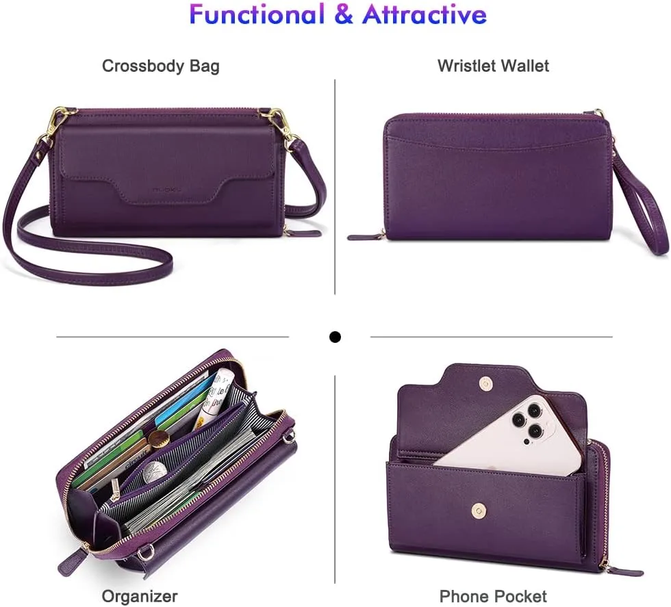 nuoku Crossbody Bags, Wristlet Wallets, Small Clutch Purses - Cell Phone & RFID Wallet for Women