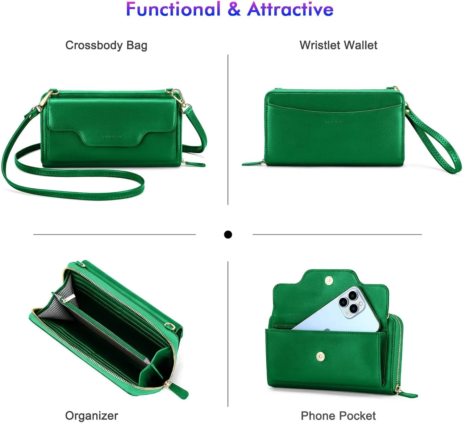 nuoku Crossbody Bags, Wristlet Wallets, Small Clutch Purses - Cell Phone & RFID Wallet for Women