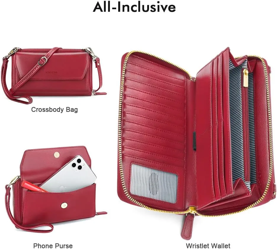 nuoku Wallets for Women Credit Card Slots with RFID Blocking Large Capacity Wristlet