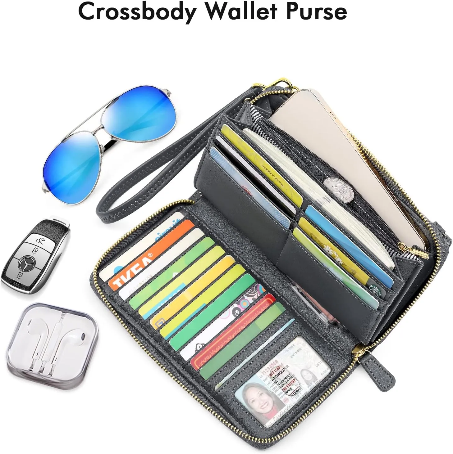 nuoku Wallets for Women Credit Card Slots with RFID Blocking Large Capacity Wristlet