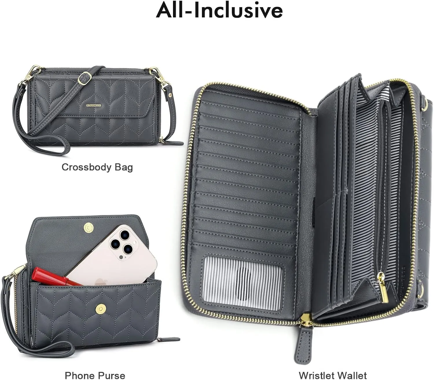 nuoku Wallets for Women Credit Card Slots with RFID Blocking Large Capacity Wristlet