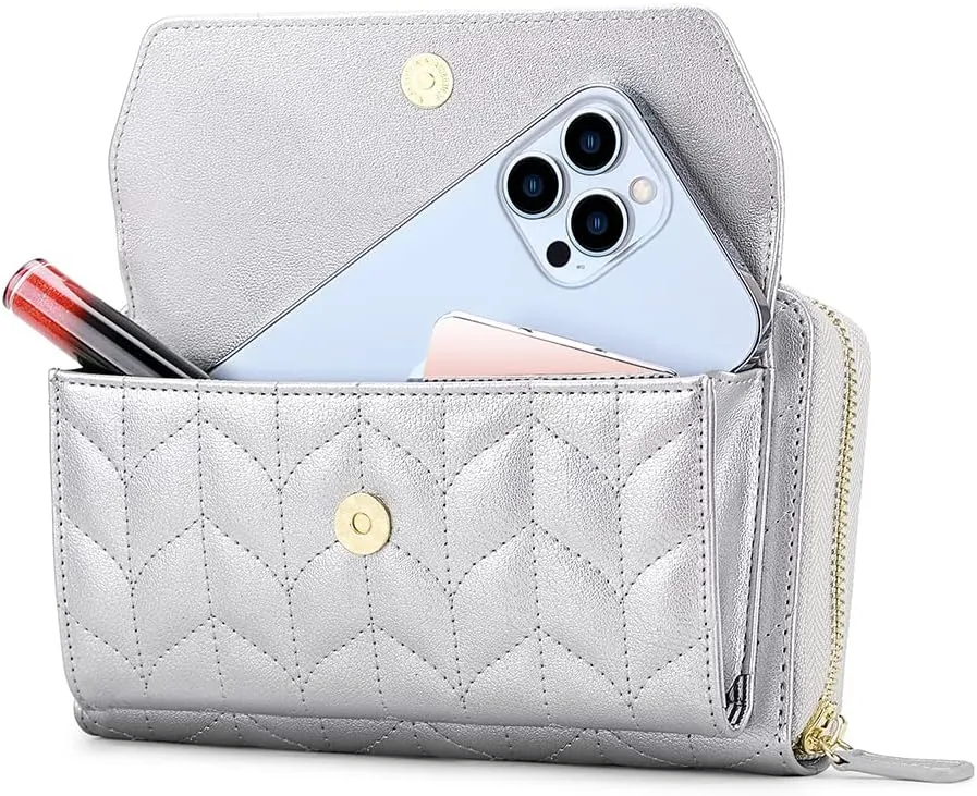 nuoku Womens RFID Wallet Purse Wristlet Crossbody Clutch with Zip Around 2 Strap
