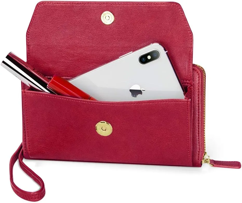 nuoku Womens RFID Wallet Purse Wristlet Crossbody Clutch with Zip Around 2 Strap