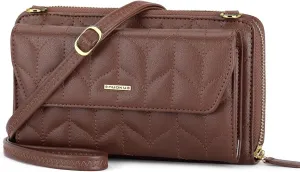 nuoku Womens RFID Wallet Purse Wristlet Crossbody Clutch with Zip Around 2 Strap