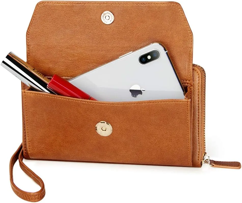 nuoku Womens RFID Wallet Purse Wristlet Crossbody Clutch with Zip Around 2 Strap