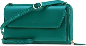 nuoku Womens RFID Wallet Purse Wristlet Crossbody Clutch with Zip Around 2 Strap