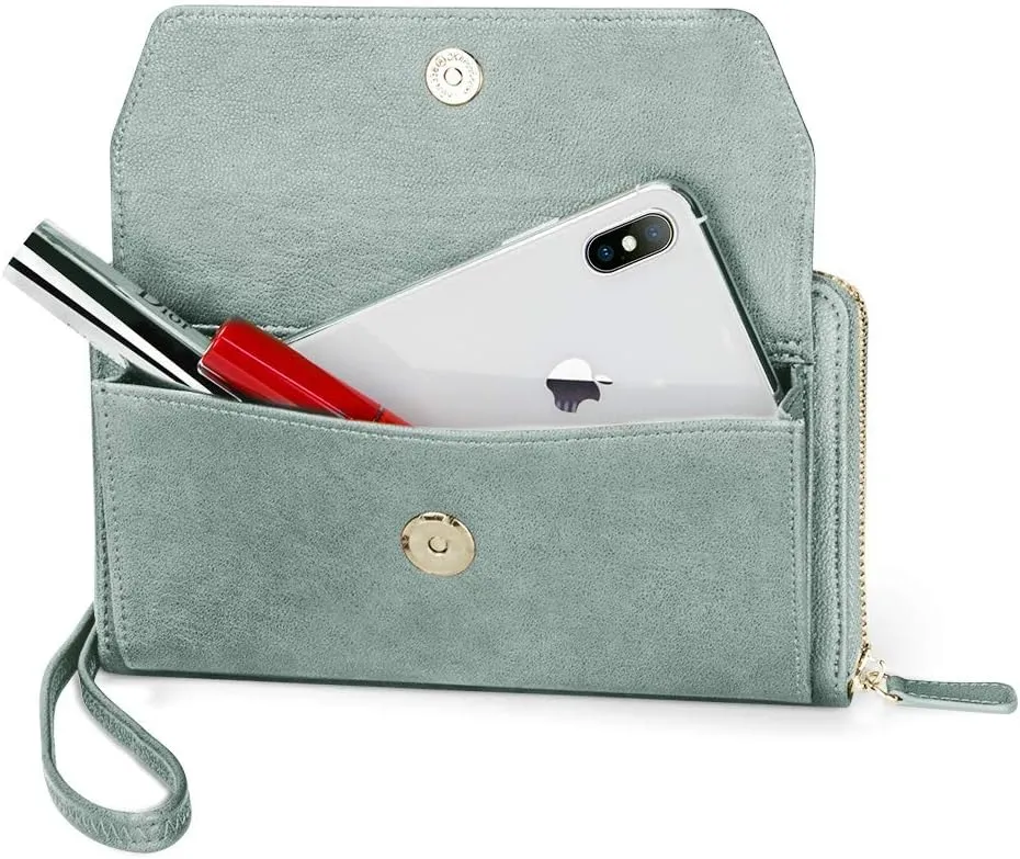 nuoku Womens RFID Wallet Purse Wristlet Crossbody Clutch with Zip Around 2 Strap