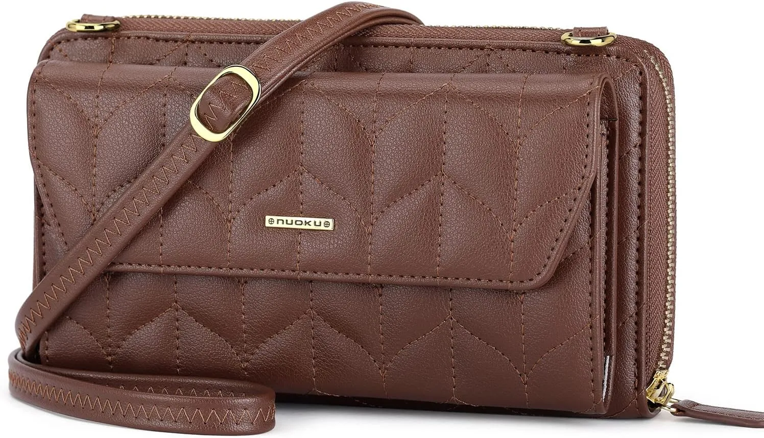 nuoku Womens RFID Wallet Purse Wristlet Crossbody Clutch with Zip Around 2 Strap