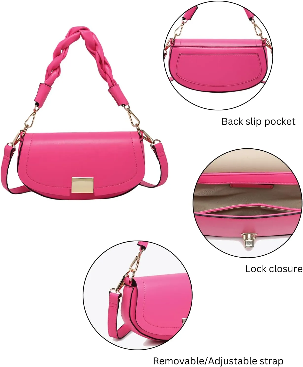 Nylah Crossbody Bag for Women Vegan Leather Satchel Shoulder Purse Ladies Hobo Handbag with 2 Straps