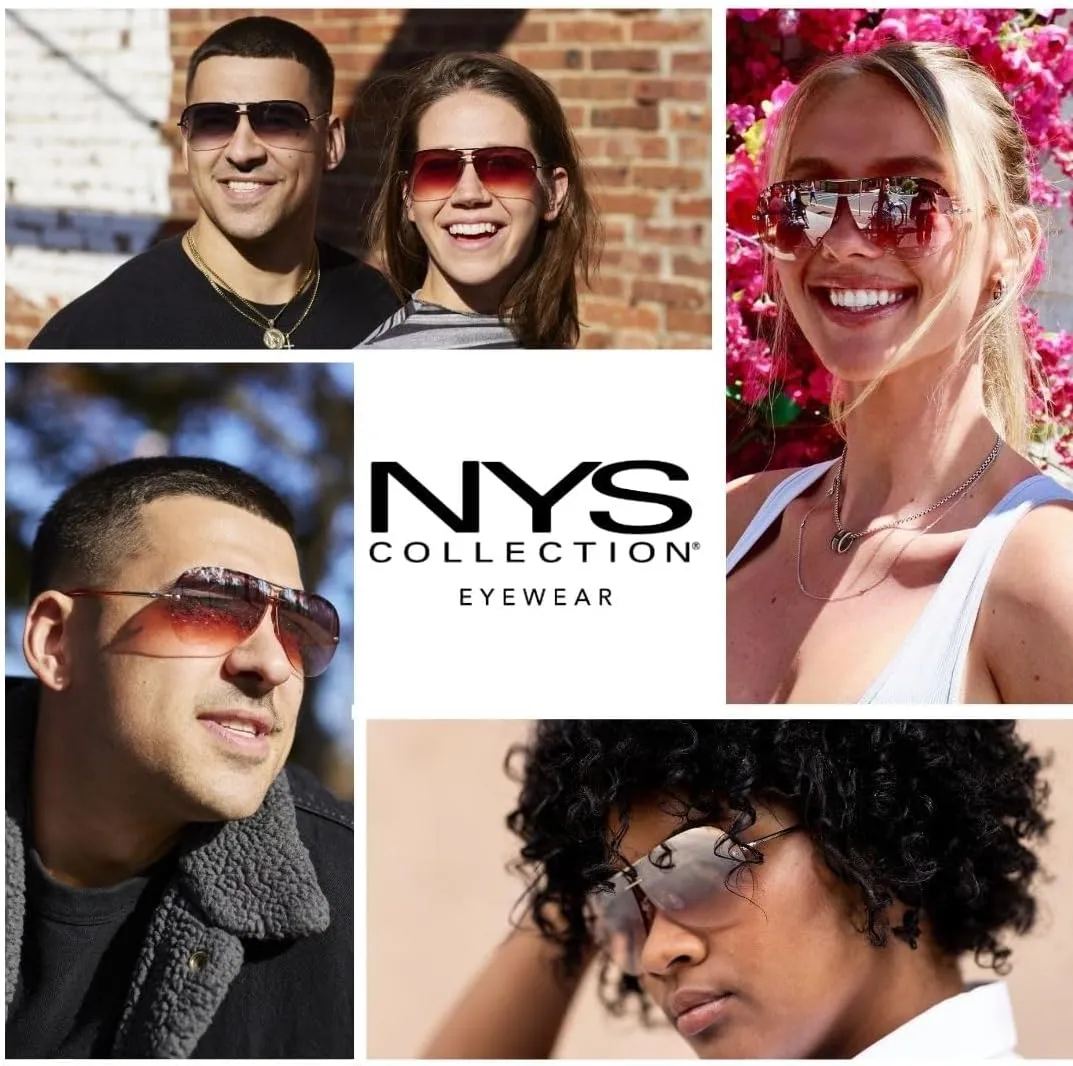NYS Collection Aviator Sunglasses for Women & Men Medium Fit Thin Metal Frame Gradient Mirror Lenses with 100% UV Protection