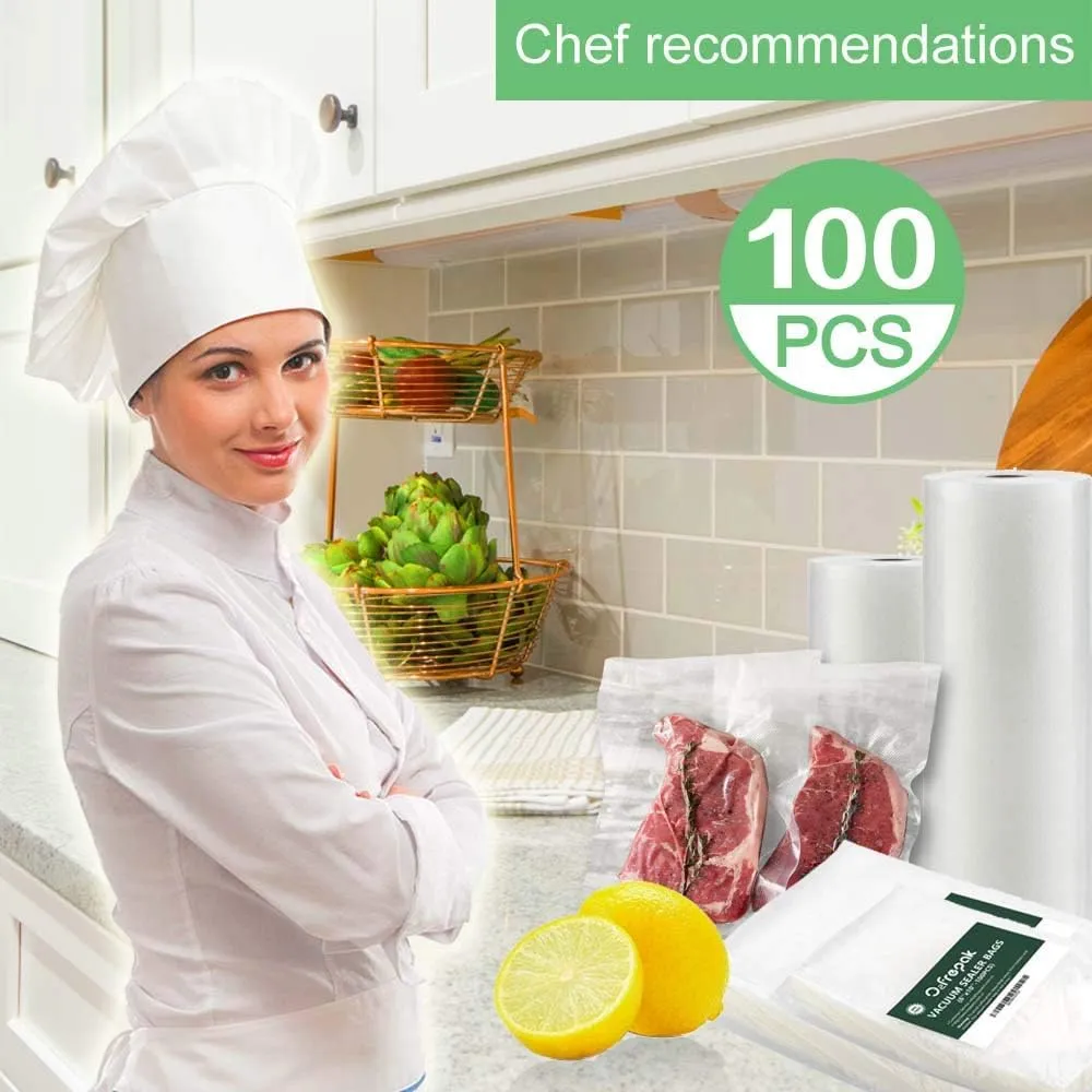 O2frepak Large Gallon 4mil 11.5" x 18.5" Thick Vacuum Sealer Bags with BPA Free and Puncture Prevention,Vacuum Seal Freezer Bags,Great for Sous Vide Vaccume Sealer PreCut Bags