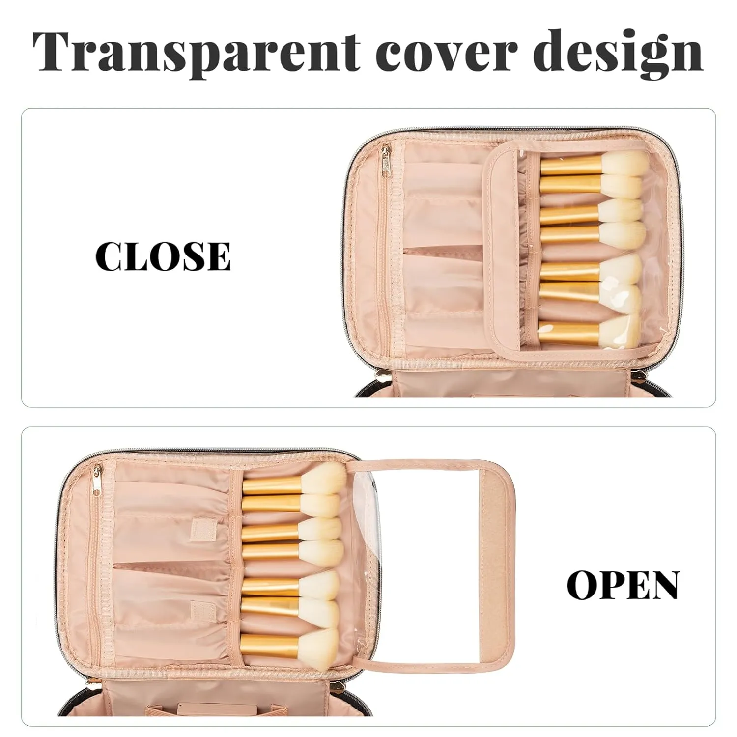OCHEAL Makeup Bag,Large Travel Bag Organizer Cosmetic Bags for Women Washable Make Up Bag Makeup Organizer Case with Dividers - Large,Embossed Rhombus Black