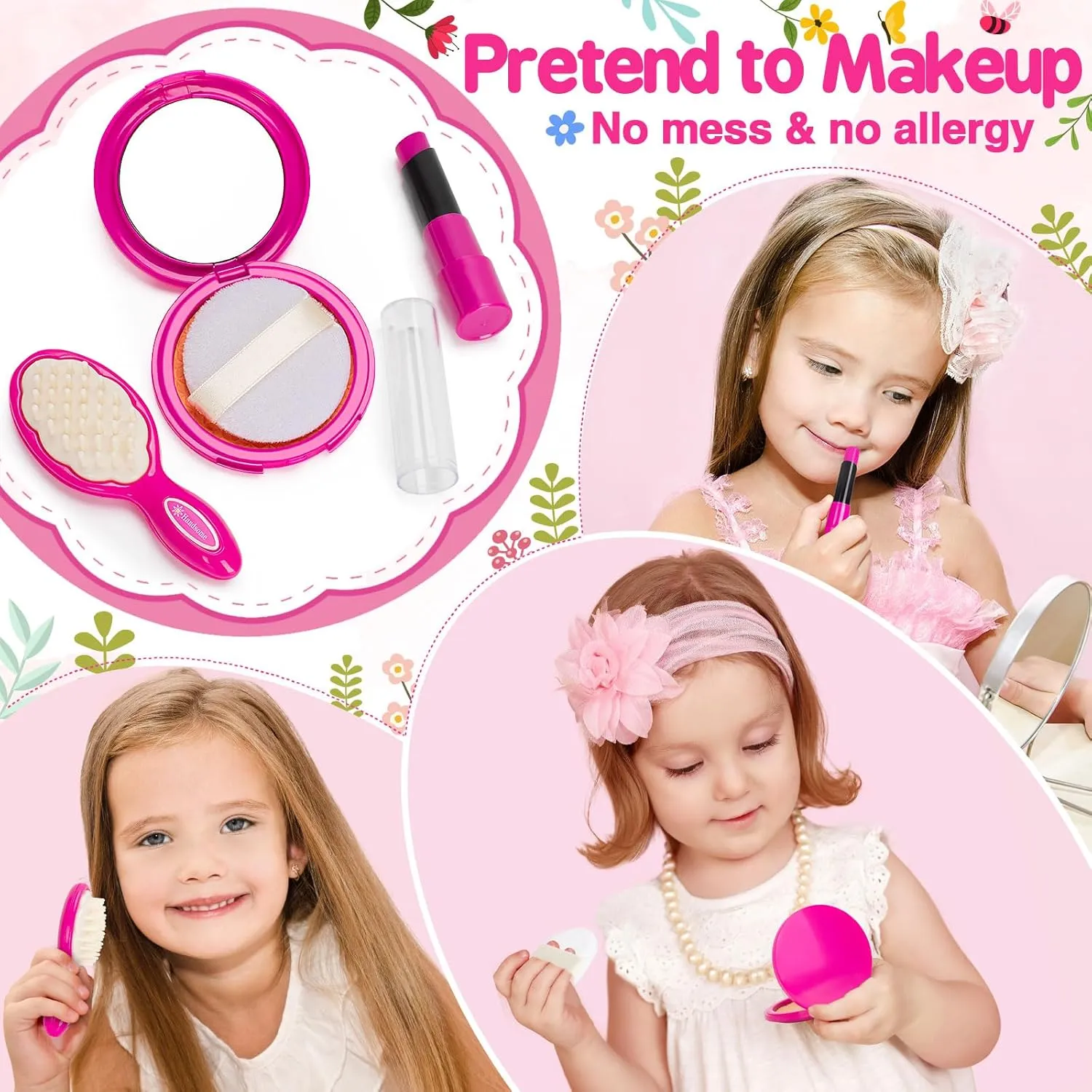 Officygnet Play Purse Toy for Girls 1 2 3 Years Old, Toddler Purse Girl Toys with Pretend Makeup Kit, Pretend Princess Play Toys for Little Girls, Birthday for Toddler Girls Age 2-3