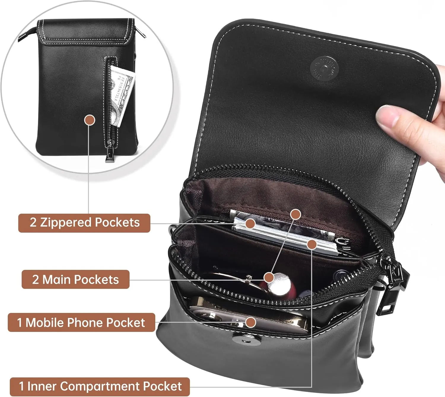 OIDERY Crossbody Bags for Women Small Cell Phone Wallet Purse with Adjustable Strap Women's Shoulder Handbag