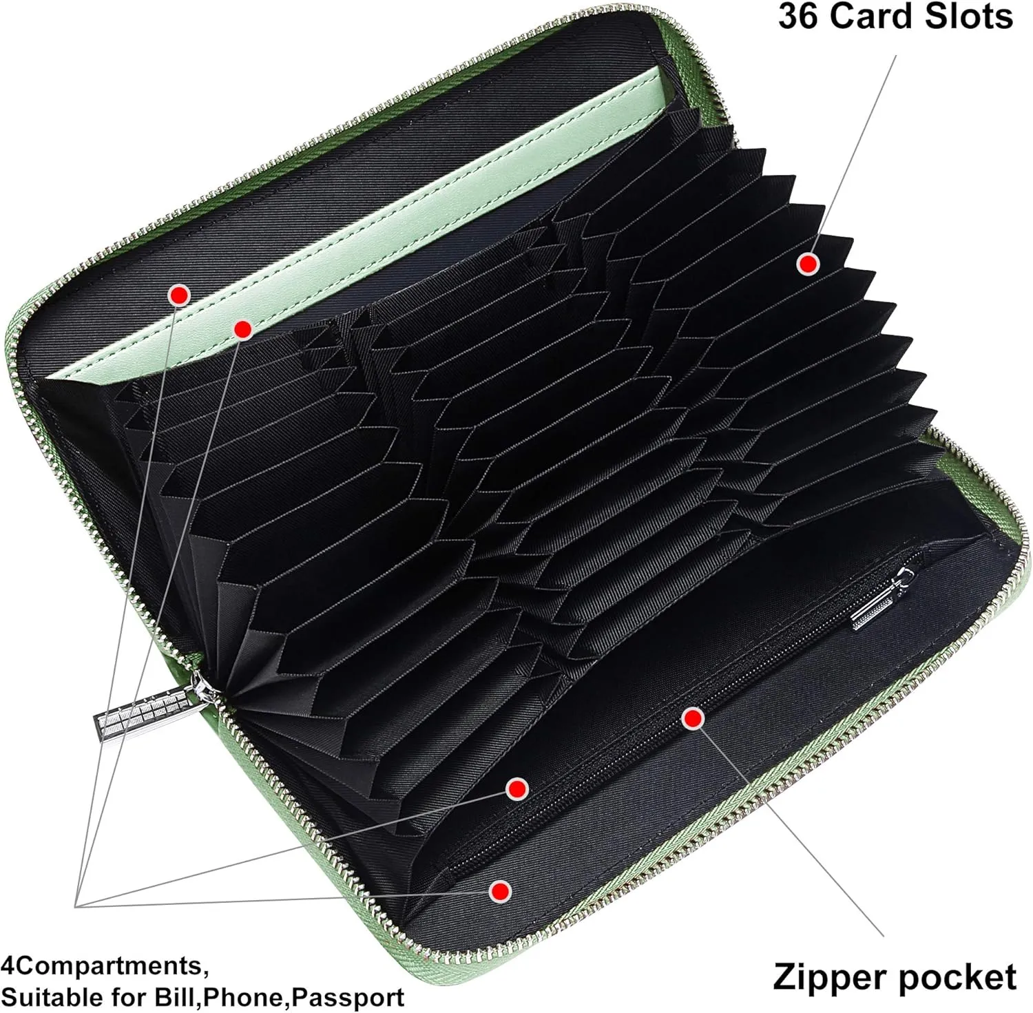 OIDERY Women Large Capacity Credit Card Wallet RFID Blocking with Removable Wristlet