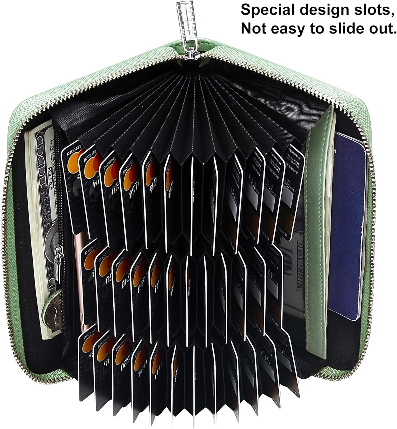 OIDERY Women Large Capacity Credit Card Wallet RFID Blocking with Removable Wristlet