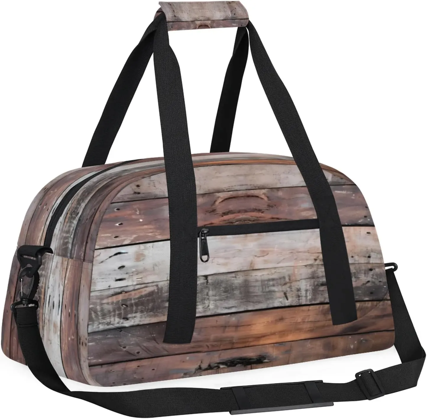 Old Barn Door Wooden Theme Small Gym Bag 18 inch Carry On Duffel Bag for Weekender Travel Sports Workout Yoga Gymnastics Dance Ballet