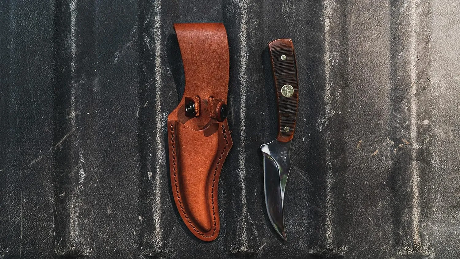 Old Timer Generational USA Series Traditional Fixed and Folding Knives with 1095 HC Stainless Steel Blades, Sawcut Bone Handles, and Made in USA for Hunting, Skinning, EDC, Field Dressing, and Outdoor