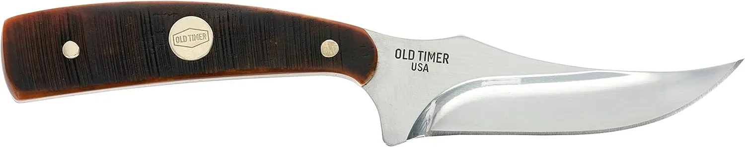 Old Timer Generational USA Series Traditional Fixed and Folding Knives with 1095 HC Stainless Steel Blades, Sawcut Bone Handles, and Made in USA for Hunting, Skinning, EDC, Field Dressing, and Outdoor