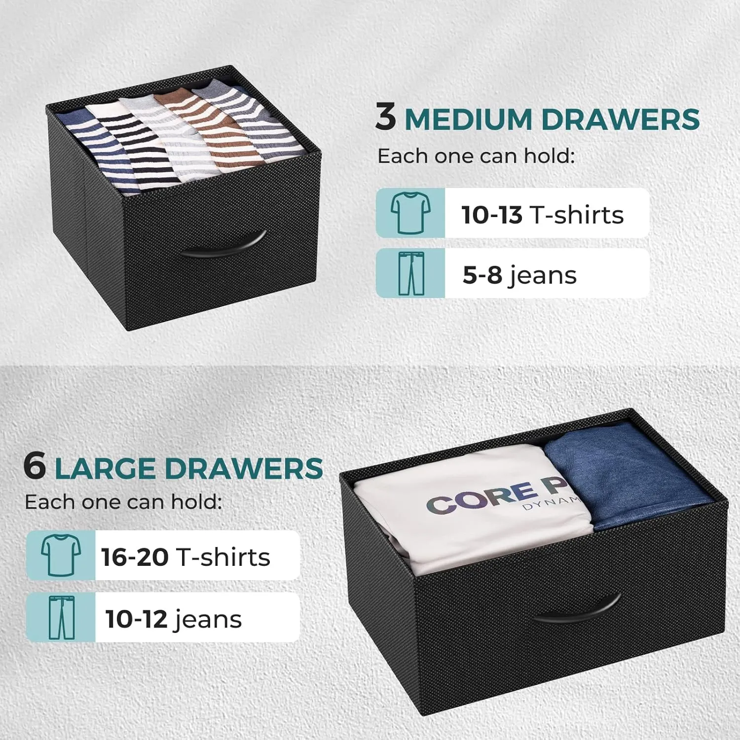 OLIXIS Dresser for Bedroom, 9 Storage Drawers, Wide Fabric Closet Chests Organizer Tower Furniture, TV Stand with Wooden Top Metal Frame for Clothes, Living Room, Hallway, Entryway, Black