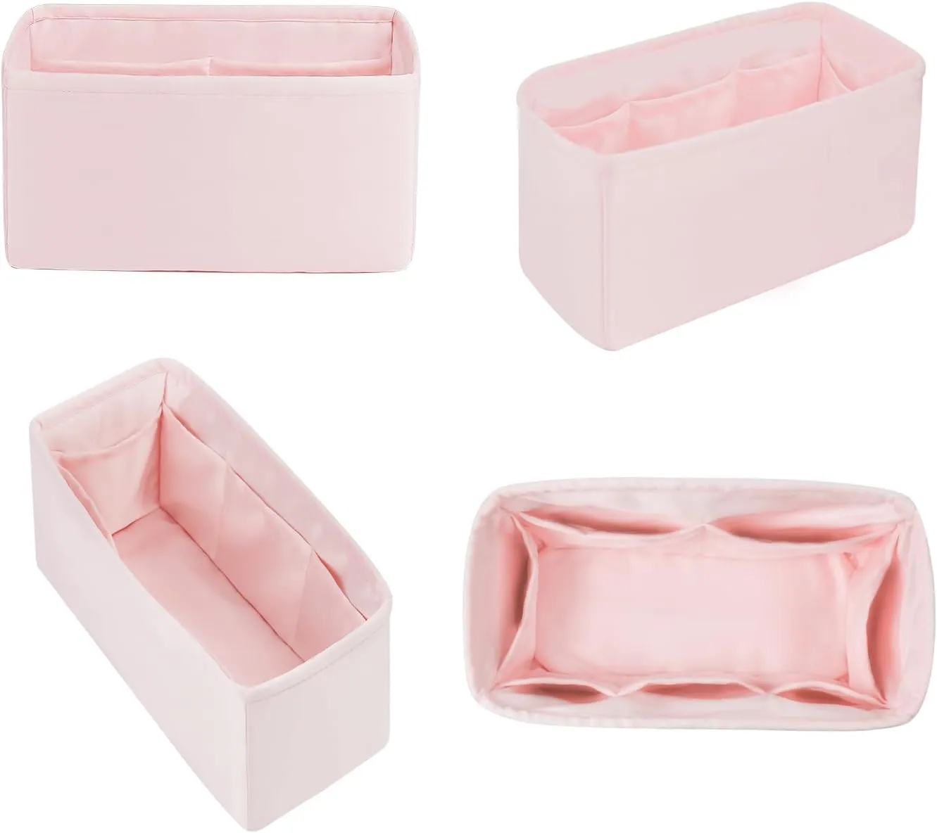 Onthego Inner Bags, Handbag Organizer Compatible with LV Onthego PM Bag, Purse Organizer Insert for Women with Silky Satin (Pink)