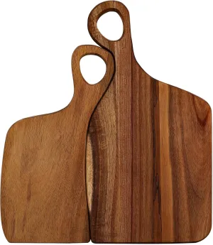 Organic Wood Cutting Board - Valentine Cutting Boards - Couple Chopping Board Set of 2 - Kitchen Acacia Cutting Boards with Handles Butcher Block Cheese Vegetables Fruit Salad Gift