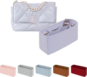 Organizer for Purse Bags, Tote HandBags Organizer with Silky Satin Compatible with Chanel 19 Jumbo, Lightweight Inner Bag for Luxury Bags (Lavender, Jumbo30)