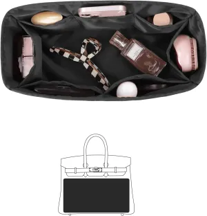 Organizer Insert for Hermes Bags, Luxury Bags Storage with Silk, Fits Birkin 35 Bags, Lightweight Shaper with Multiple Pockets for Daily Use (Black, Birkin35)