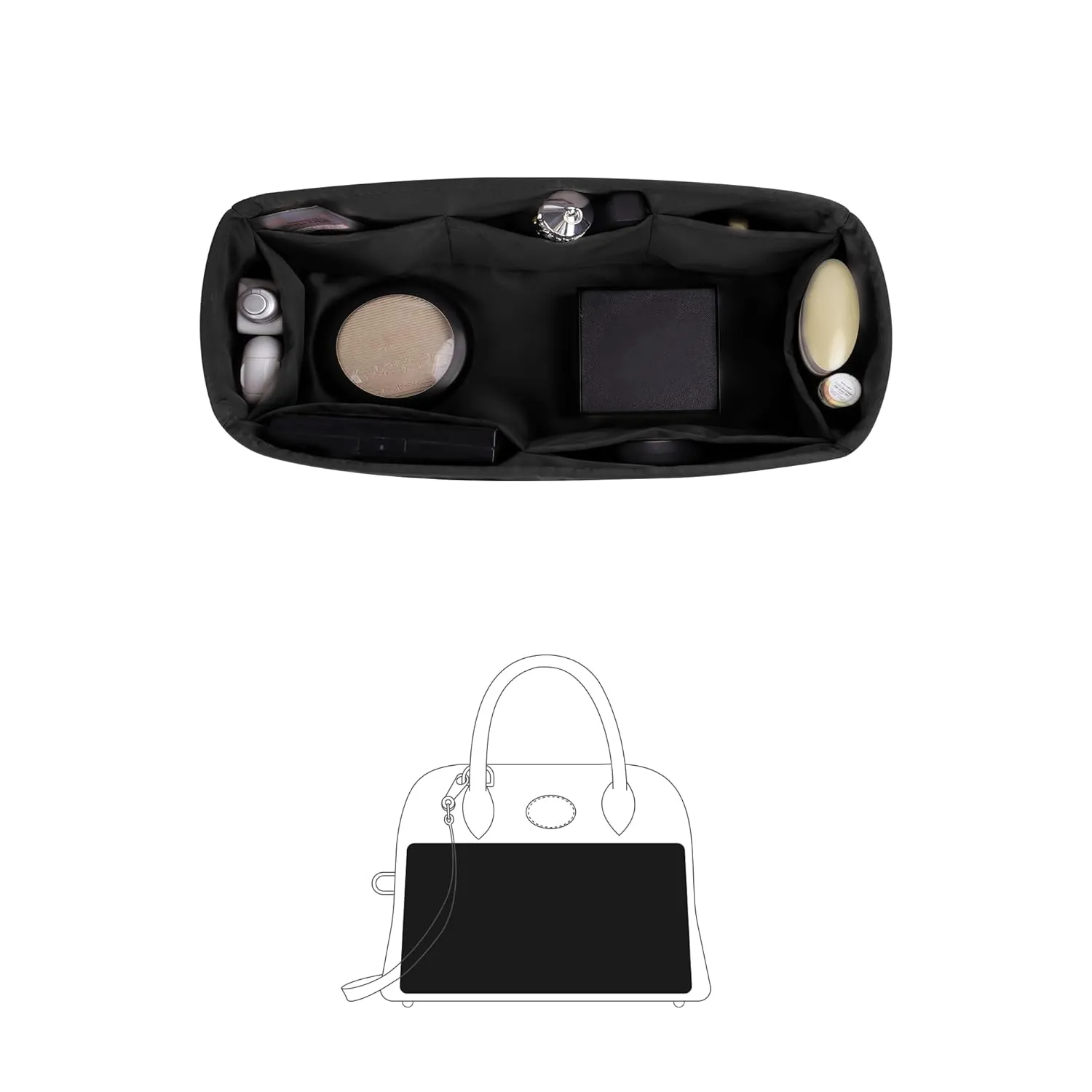 Organizer Insert for Hermes Bolide 31 Bag, KINGS IN BAG Handmade Bag-in-bag Fits Bolide 31, Lightweight Handbag Insert for Luxury Bag, Practical Pockets for Everyday Use(Black, Bolide 31)