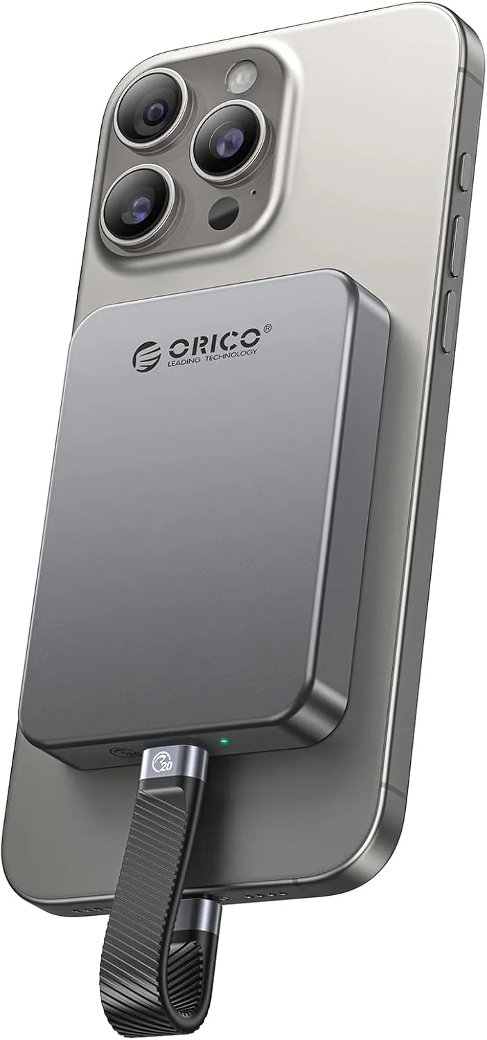 ORICO 2TB Magnetic Portable SSD, Aluminum Alloy, 4K 120 fps ProRes HDR Record and Store, Up to 2000MB/s, External Solid State Drive, Compatible with iPhone 16 Pro Max, Tablet, Computer - K20