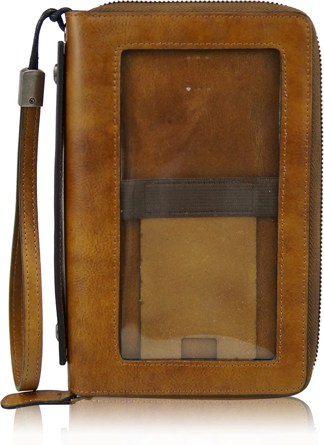ORIREAL Women's Wallet Leather Clutch Purse and Handbag Wristlet Phone Wallet Case (Brown)