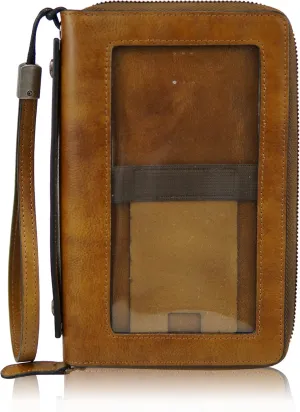 ORIREAL Women's Wallet Leather Clutch Purse and Handbag Wristlet Phone Wallet Case (Brown)