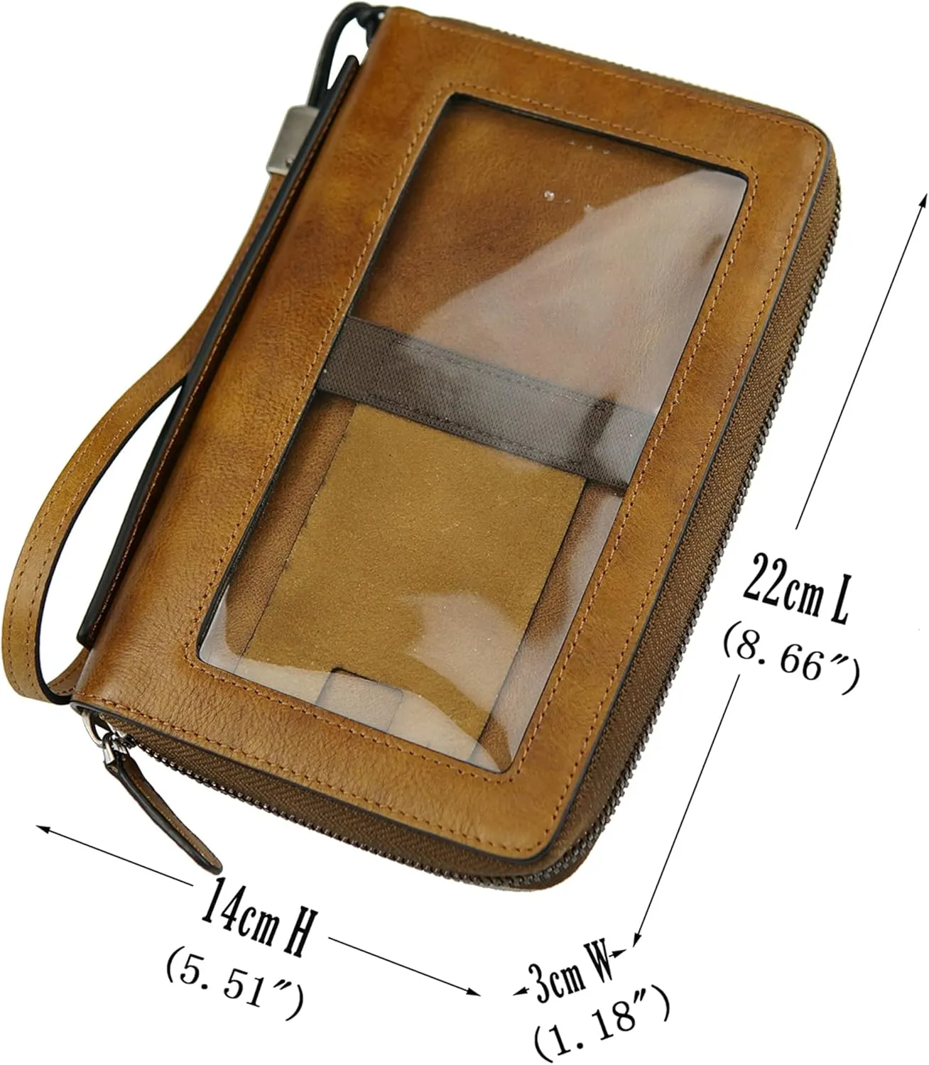 ORIREAL Women's Wallet Leather Clutch Purse and Handbag Wristlet Phone Wallet Case (Brown)