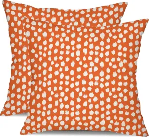 Outdoor Pillow Covers 18x18 Set of 2 Boho Rust Red Polka Dot Decorations Pillows Summer Fall Outdoor Waterproof Patio Furniture Garden Porch Sofa Bed Cushion Covers Home Decor JB002-D18
