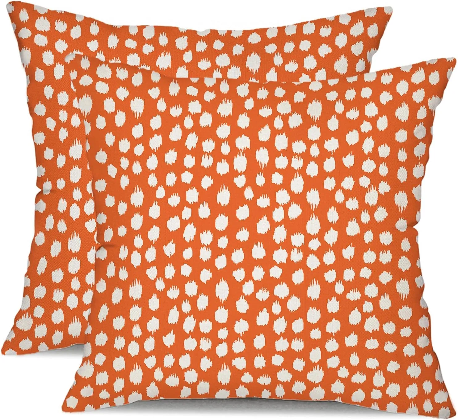 Outdoor Pillow Covers 18x18 Set of 2 Boho Rust Red Polka Dot Decorations Pillows Summer Fall Outdoor Waterproof Patio Furniture Garden Porch Sofa Bed Cushion Covers Home Decor JB002-D18