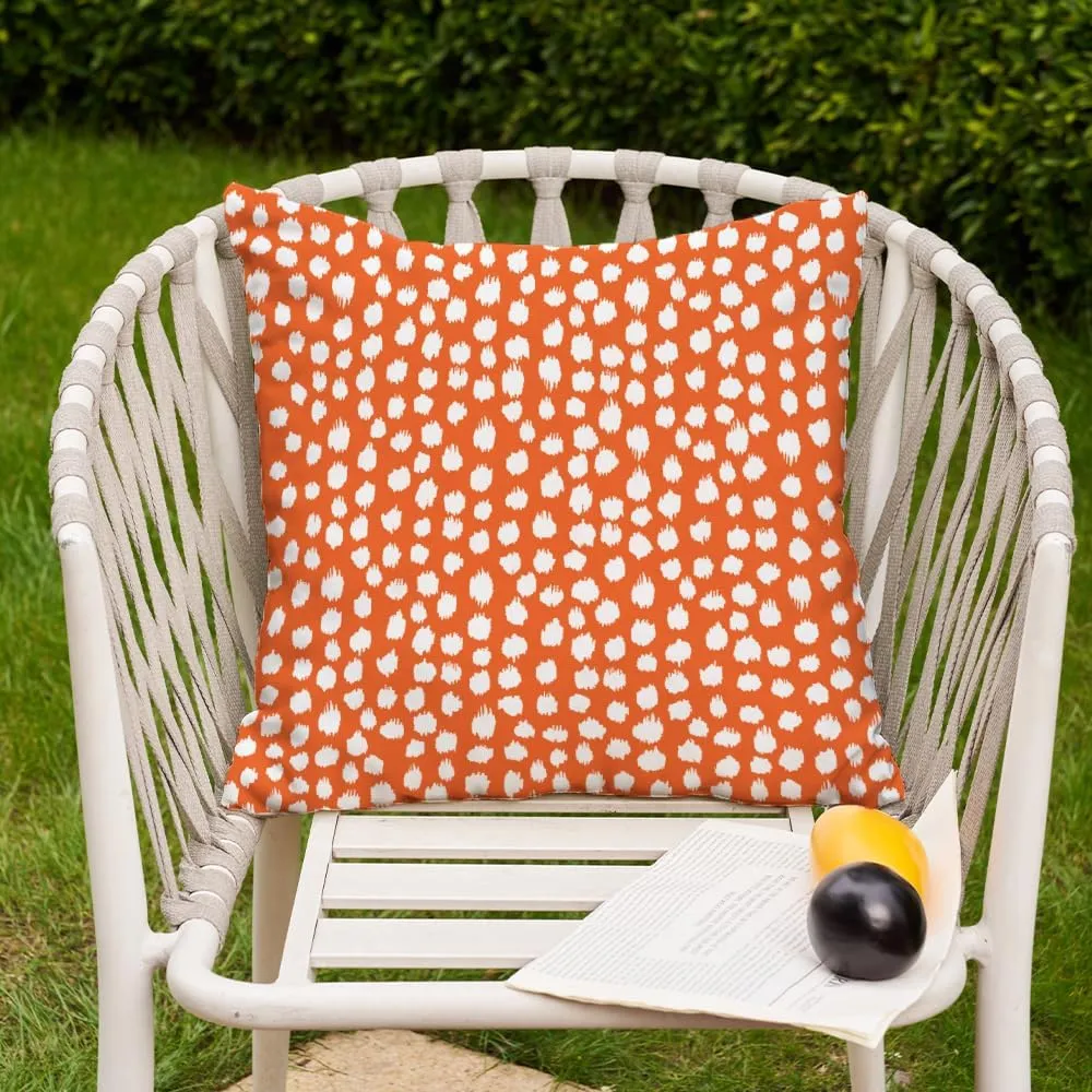 Outdoor Pillow Covers 18x18 Set of 2 Boho Rust Red Polka Dot Decorations Pillows Summer Fall Outdoor Waterproof Patio Furniture Garden Porch Sofa Bed Cushion Covers Home Decor JB002-D18