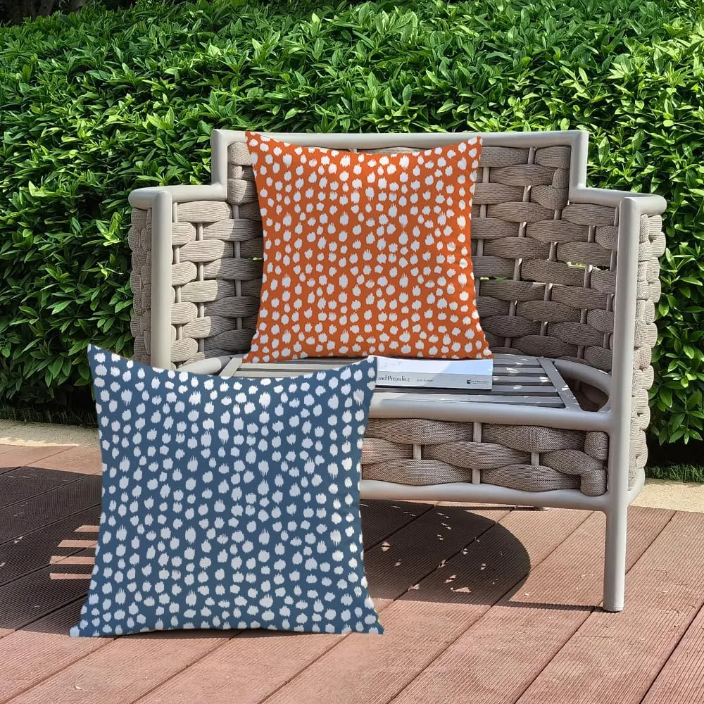 Outdoor Pillow Covers 18x18 Set of 2 Boho Rust Red Polka Dot Decorations Pillows Summer Fall Outdoor Waterproof Patio Furniture Garden Porch Sofa Bed Cushion Covers Home Decor JB002-D18
