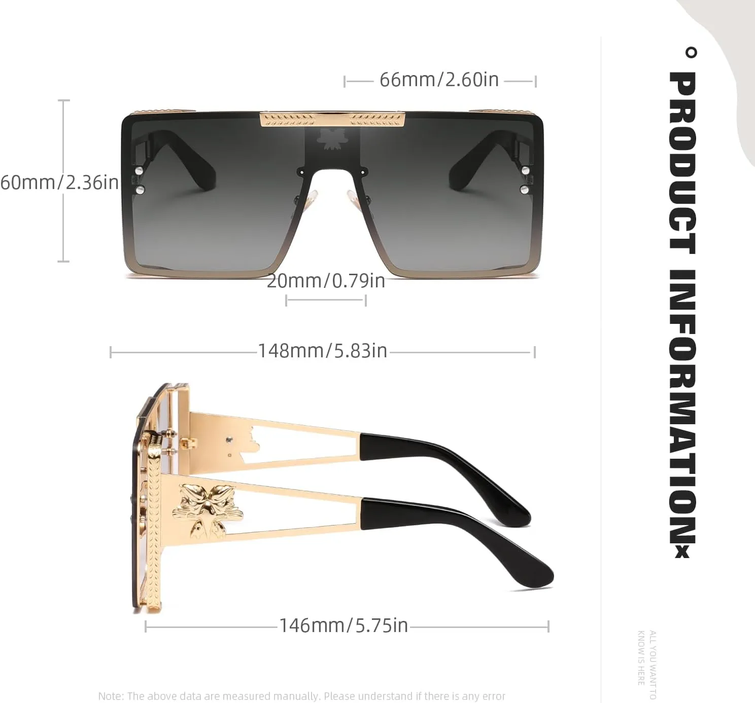 Oversize Sunglasses Mens Trendy Womens Retro Metal Shades Designer Fashion
