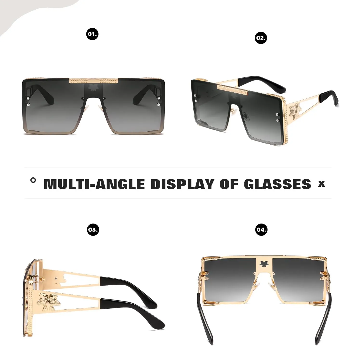 Oversize Sunglasses Mens Trendy Womens Retro Metal Shades Designer Fashion