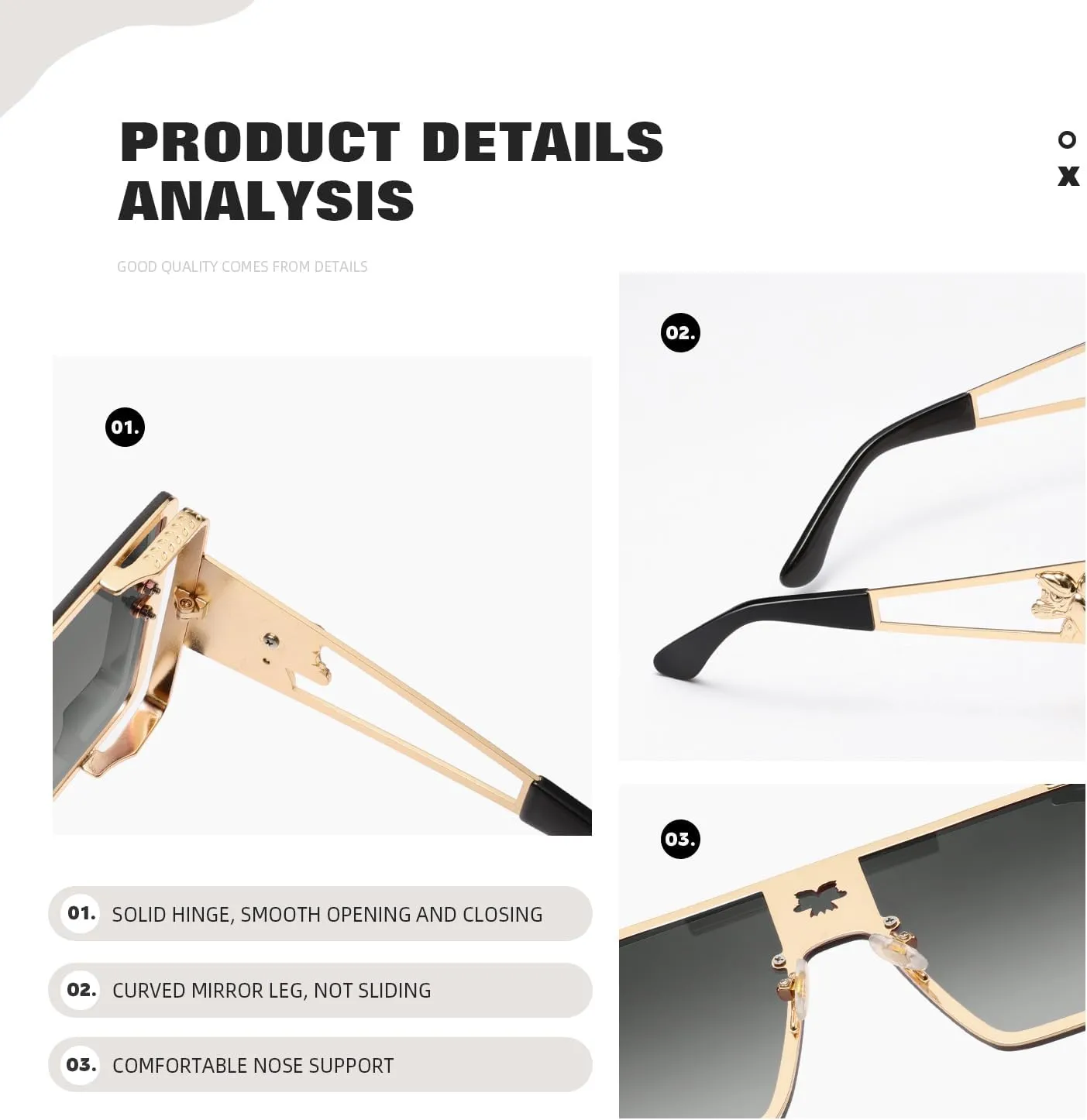 Oversize Sunglasses Mens Trendy Womens Retro Metal Shades Designer Fashion