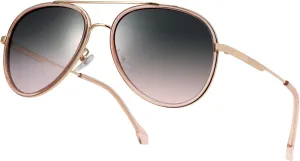 Oversized Aviator Polarized Sunglasses for Women Men,Oval Double Bridge Metal Frame Sun Glasses UV400 Protection