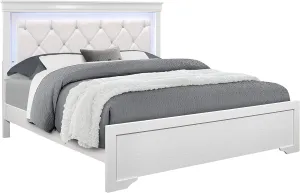 Overstock Global Furniture USA Pompei Metallic White King Bed w/LED Light