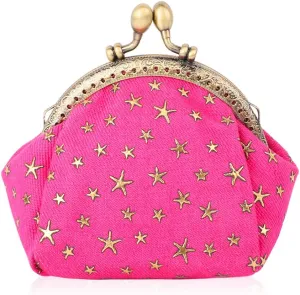 Oyachic Five-Pointed Star Coin Purse Denim Change Pouch Wallets Buckle with Kisslock Clasp Coin Holder Clutch Handbags for Women Ladies