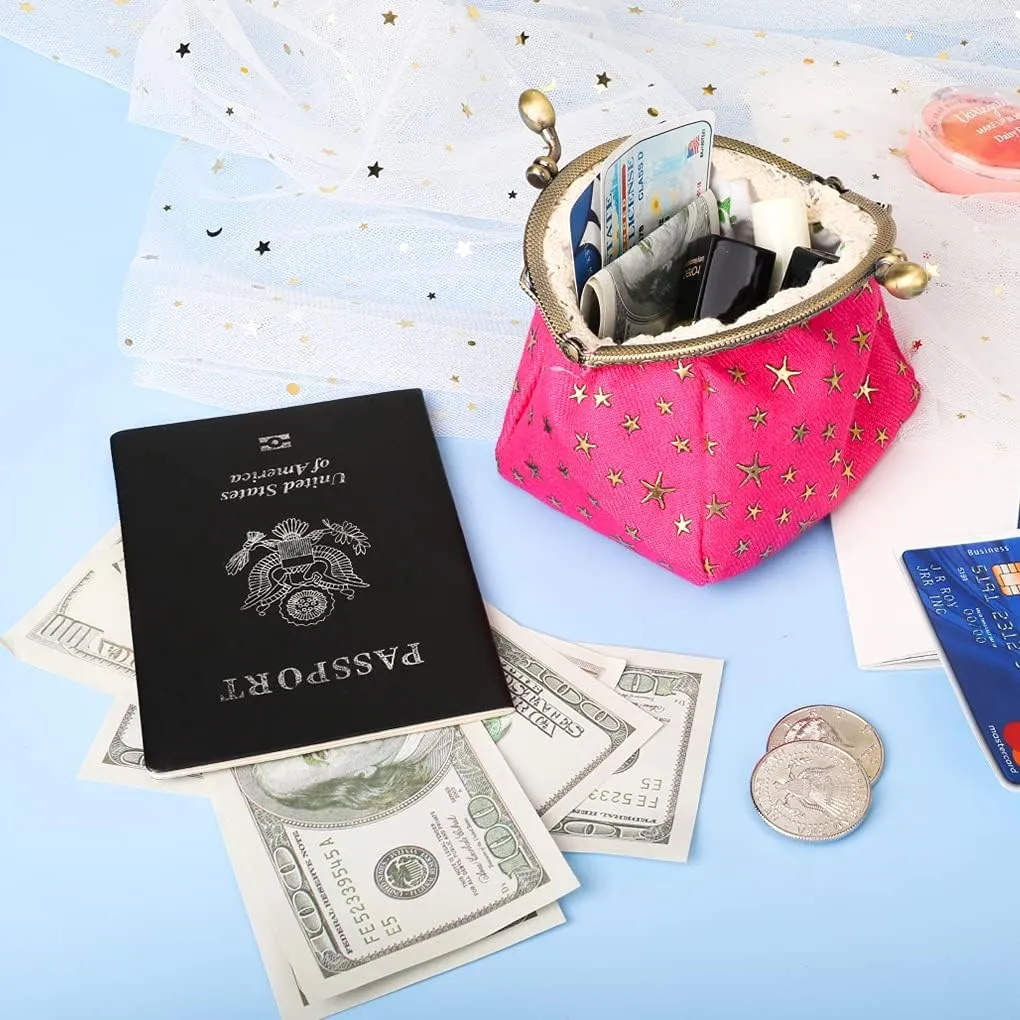 Oyachic Five-Pointed Star Coin Purse Denim Change Pouch Wallets Buckle with Kisslock Clasp Coin Holder Clutch Handbags for Women Ladies