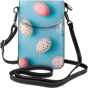 Painted eggshell Leather Crossbody Flip Phone Bag - Soft and Durable, Essential for Outdoor Travel, Magnetic Snap Design
