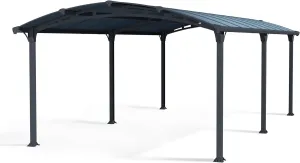 Palram - Canopia Arcadia 12 x 21 x 6.5 Carport, Heavy Duty Metal Car Port, Weather-Protected Aluminum Frame, Polycarbonate RV & Car Storage, UV Protected, DIY Truck Garage Kit, 10-Year Warranty, Gray