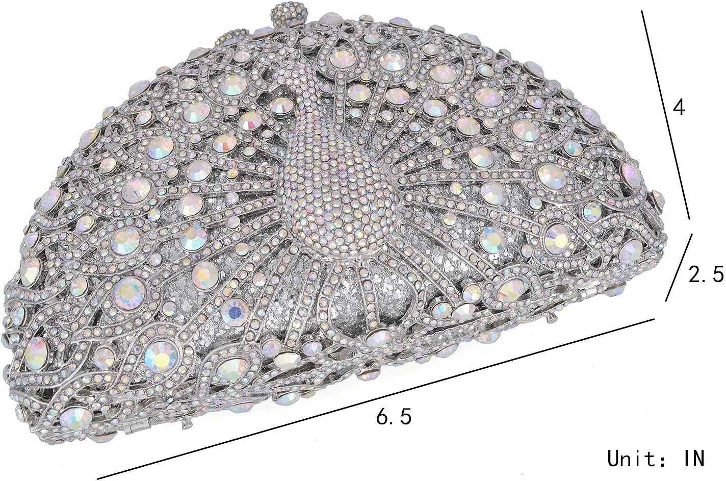 Peacock Luxury Rhinestone Crystal Evening Clutch Bag Sparkly Bride Wedding Party Purses for Women