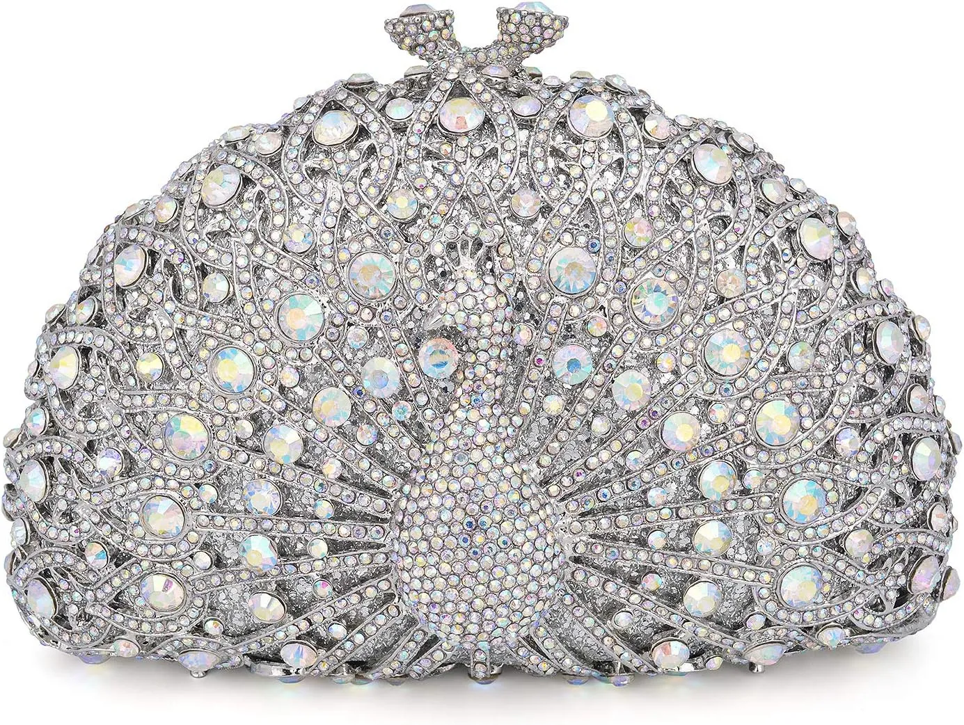 Peacock Luxury Rhinestone Crystal Evening Clutch Bag Sparkly Bride Wedding Party Purses for Women